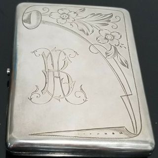 Antique Russian Imperial Silver 84 Cigarette Case Box Floral Engraved