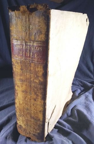 Large Antique 1813 Rapelye Family Bible - - Ostervald 