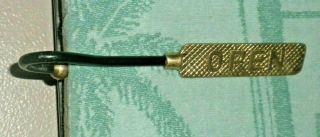 Vintage Metal Fireplace Damper Pull Brass Handle Open Closed Sign 11 "