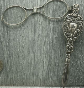 Victorian Sterling Silver Repousse Chatelaine Lorgnette/opera Glasses - Victorian