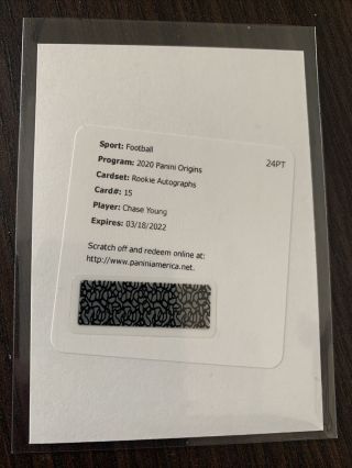 2020 Panini Origins Chase Young On Card Auto Droty???