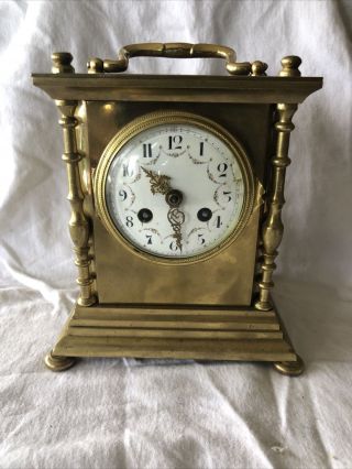 Antique French Gilt Brass Mantel Carriage Clock