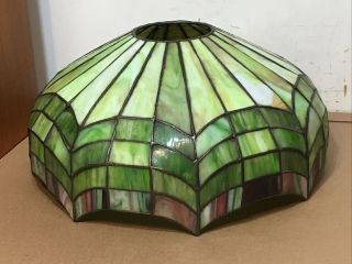 Antique Arts & Crafts Geometric Leaded Glass Lamp Shade