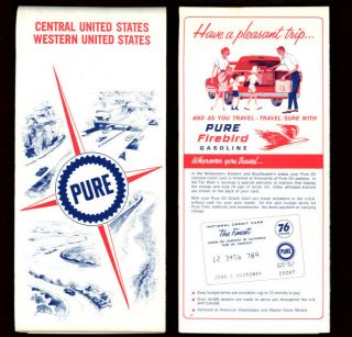 Vintage 1967 Central & Western United States Road Map – Pure Oil Co.