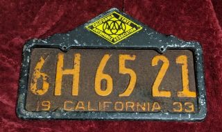 California State Automobile Association Aaa License Plate Frame 1930 