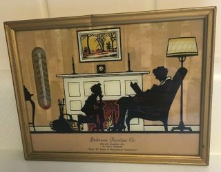 Vintage Biederman Furniture Co St Louis Reverse Painted Picture W/thermometer
