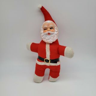 Vintage Rubber Face Plush Winking Santa Claus Christmas Doll Approx 13 "