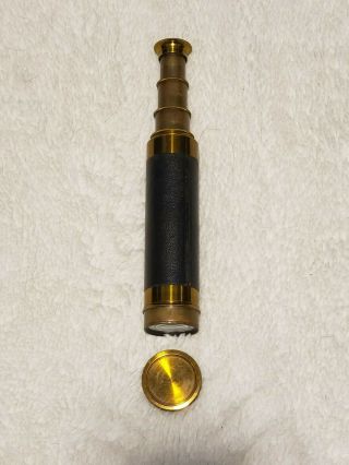 Antique Brass And Leather Made In France Telescope Spyglass 100 A,