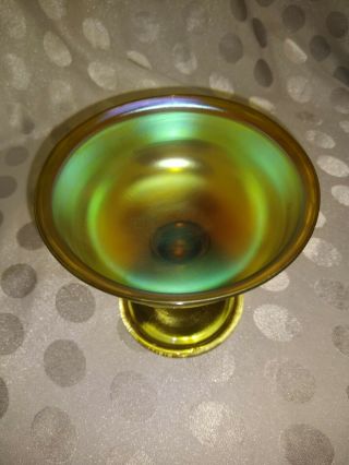 ANTIQUE L.  C.  T.  TIFFANY GOLD IRIDESCENT FAVRILE GLASS GOBLET CUP 2