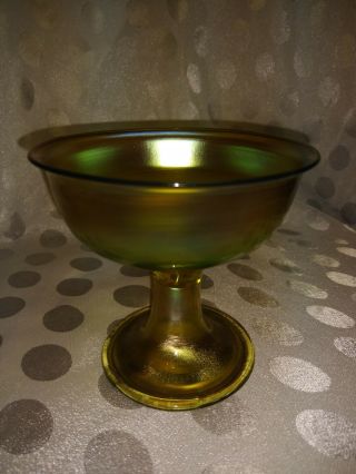ANTIQUE L.  C.  T.  TIFFANY GOLD IRIDESCENT FAVRILE GLASS GOBLET CUP 3