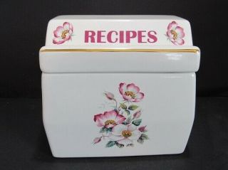 Vintage House Of Webster Ceramic 3x5 " Recipe Box Briar Rose Pattern