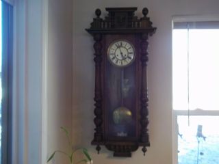 Antique Gustav Becker Vienna Wall Clock 44 " By 16 " Clock,  No Chime As - Is