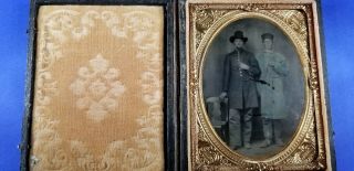 Quarter Plate Civil War Tintype Of Union Pards/nice Image/antique Memorabilia