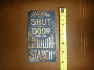 Celluloid Starch Antique Embossed Tin Advertising Sign