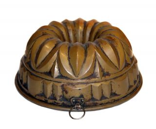 Antique Copper Cake Pan - Tin Lined Pan - Bundt Pan - 19th Century (5595)