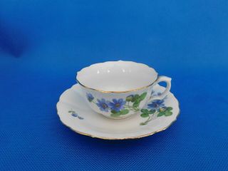 Meissen Flower Pattern Tea Cup And Saucer Porcelain Antique