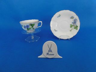 Meissen flower pattern Tea cup and saucer porcelain ANTIQUE 2