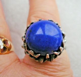Lovely Vintage Sterling Silver Ring With Lapis Lazuli Stone Size N