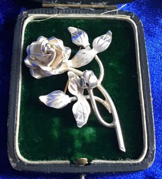 Vintage Taxco Mexico Solid Silver Rose Brooch Signed Tc 51