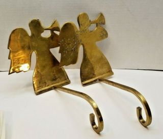 Vintage Stocking Hanger Holder Solid Brass Long Arm Angels Christmas India