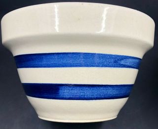 Vintage Roseville Rrp Mixing Bowl Cream & Blue Stripes Robinson Ransbottom 7.  5 "