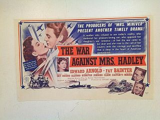 Vintage 1942 Movie Herald The War Against Mrs Hadley Edward Arnold Fay Bainter