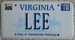 Virginia Sons Of Confederate Veterans License Plate Lee