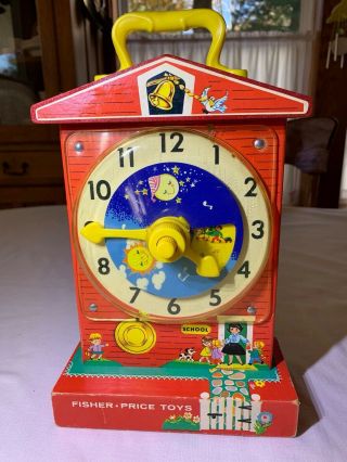 Vintage Fisher Price Music Box Teaching Clock 998 Issued In 1962