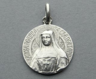 French,  Antique Religious Silver Pendant.  St Jane Frances De Chantal.  By Tricard