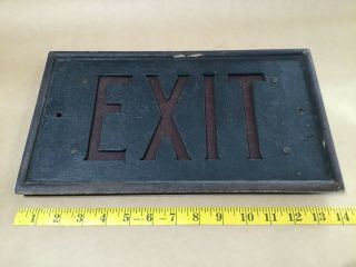 Antique 1900’s CAST IRON EXIT SIGN w/ RED GLASS from Old Building in PASADENA CA 2