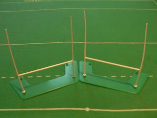 Subbuteo Vintage Rugby Goal Posts And Bases,  Also Pitch.