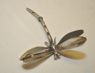 Vintage Taxco Mexico Sterling Silver Large 3 - D Dragonfly 3 " Pin Brooch 12g