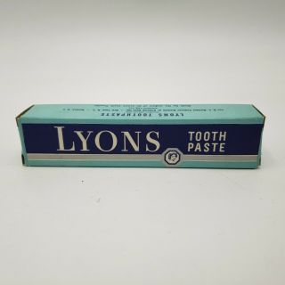 Vintage Lyons Tooth Paste Tube With Box Is