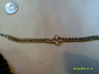 Vintage 2 Row Clear Rhinestone Bracelet 6 "