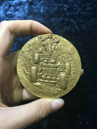 1984 French Paris Dakar Rally Bronze Medal By Chavanon Motorcycle Car Racing