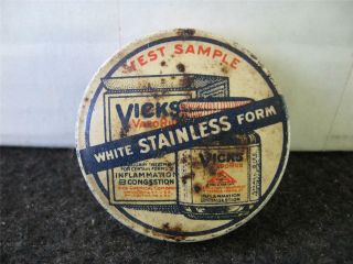 Vintage Old Metal Vicks Test Sample Tin