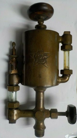 Antique Powell Boson Gas Engine Cylinder Oiler Hit Miss Steam Brass Wood Handle