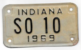 Rare 1969 Indiana State Police Motorcycle License Plate Low So 10 W/