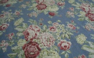 2 Eddie Bauer Home Pillow Shams Floral Cotton Euc Shabby Chic Blue Vintage Heavy