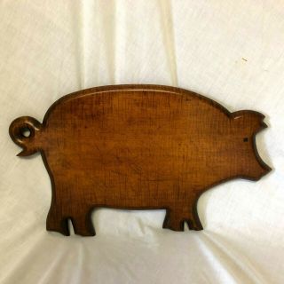 Antique Vintage Solid Tiger Maple Wooden Pig Cutting Board 19 " X 11 "