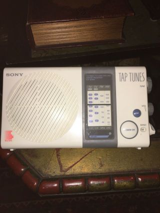 Vintage Sony Icf - S76w Tv Hi/low Am/fm Radio 4 Band Receiver Shower Tap Tunes