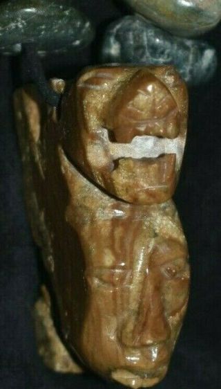 Pre Columbian Mayan Crypt Jade Jaquar/head Necklace,  12 " Prov