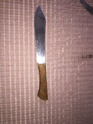 Ekco Eterna Stainless Usa Butcher Knife 7 Blade Wood Handle Kitchen Vintage