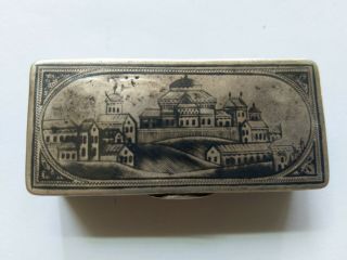 Antique Russian Silver Niello Snuff Box 1896 Moscow Hallmarks
