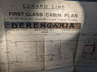 First Class Cabin Plan Cunard RMS IMPERATOR / BERENGARIA - April,  1920 2