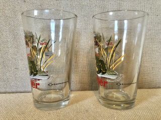 Set of 2 Vintage Budweiser Glasses 1996 Beer Frogs Anheuser - Busch Bud Weis Er 2