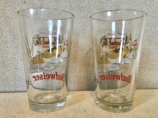 Set of 2 Vintage Budweiser Glasses 1996 Beer Frogs Anheuser - Busch Bud Weis Er 3