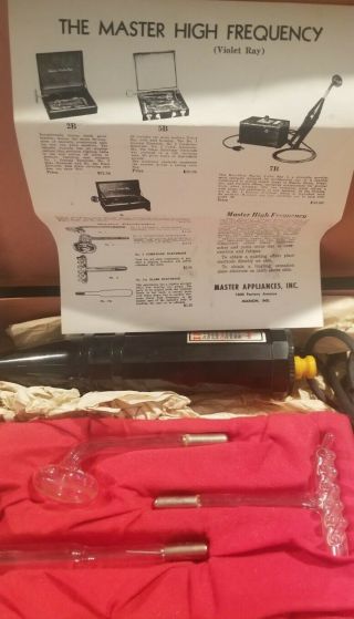 Vintage Master Violet Ray Medical Device Complete Kit With Box Quackery