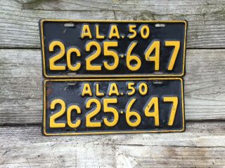 Pair 1950 (2) Mobile County Alabama License Plates