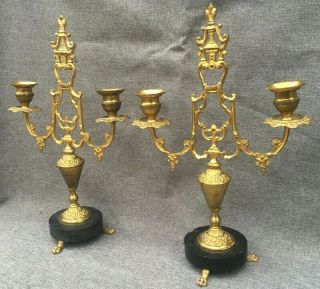 Antique French Napoleon Iii Chandeliers Candlesticks Brass 19th Century